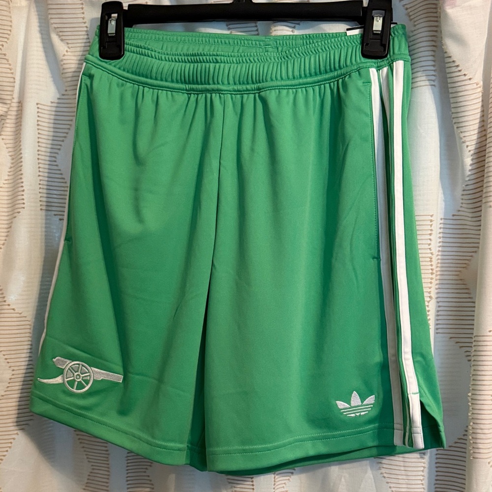 adidas Men’s Green Arsenal third Shorts with White Stripes